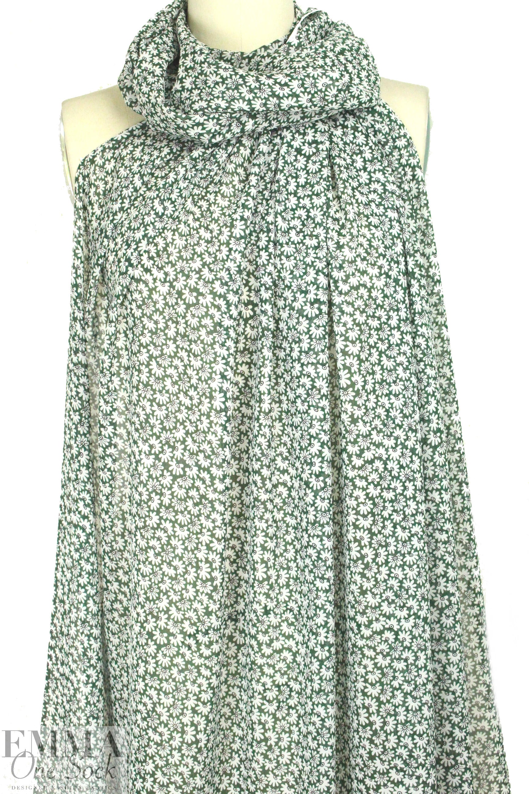 The0ry little floral on green stretch silk blouseweight 1 yard