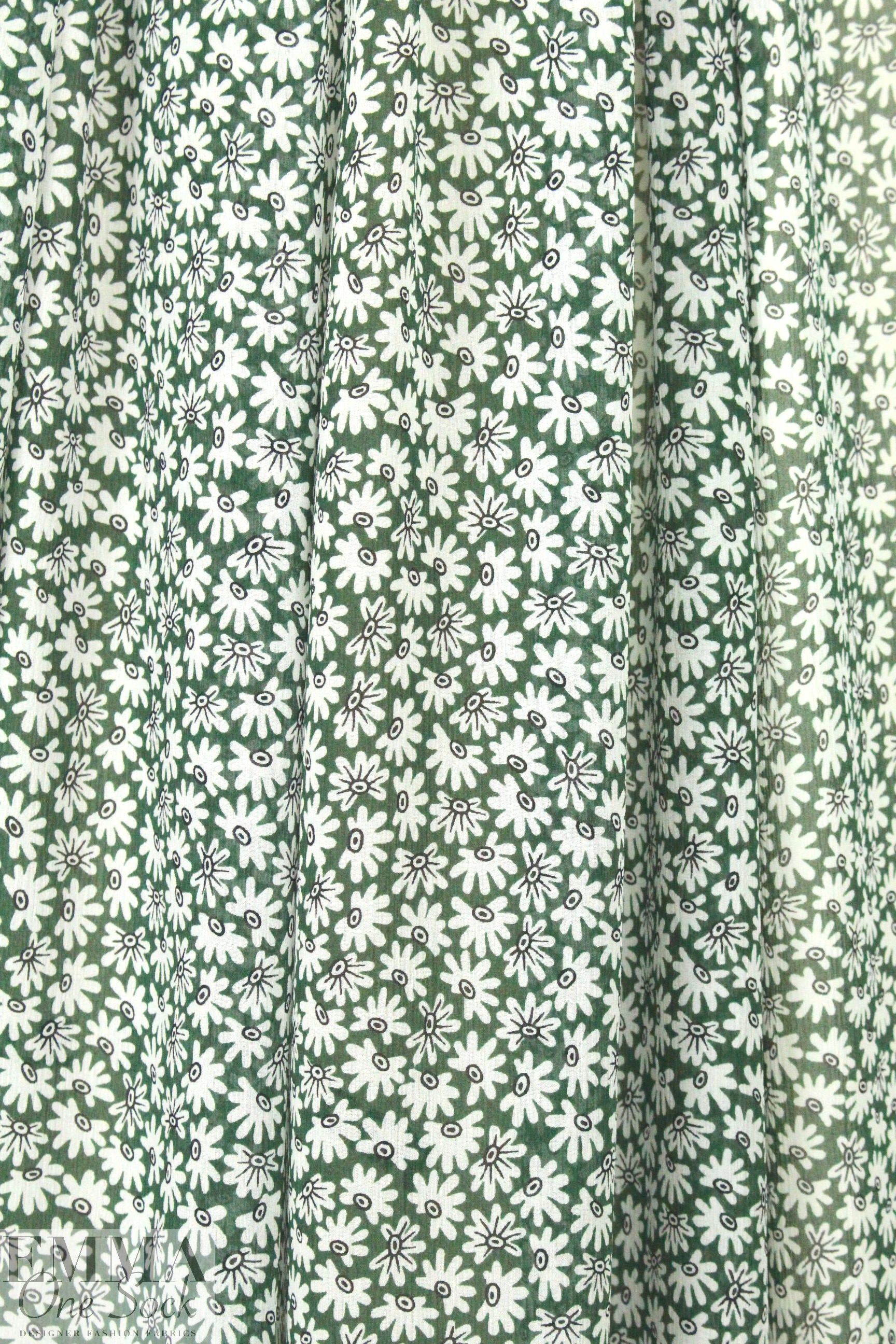 The0ry little floral on green stretch silk blouseweight 1 yard