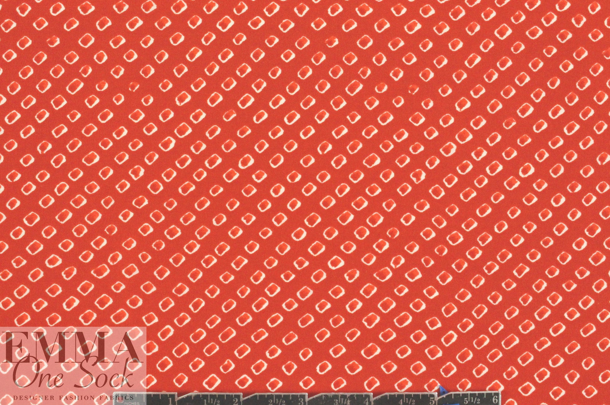 The0ry tomato red diamond graphic silk CDC 2 yds