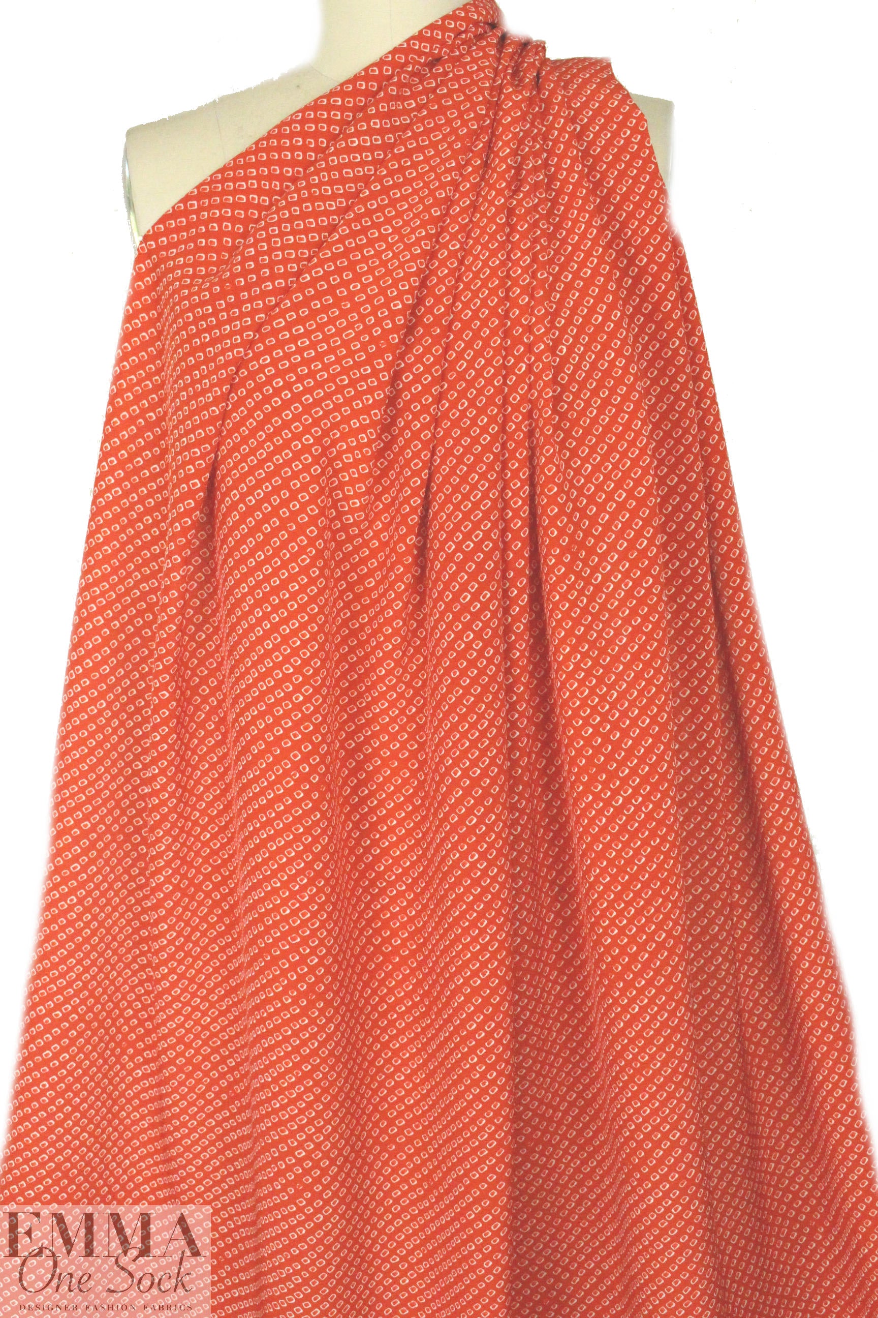 The0ry tomato red diamond graphic silk CDC 2 yds