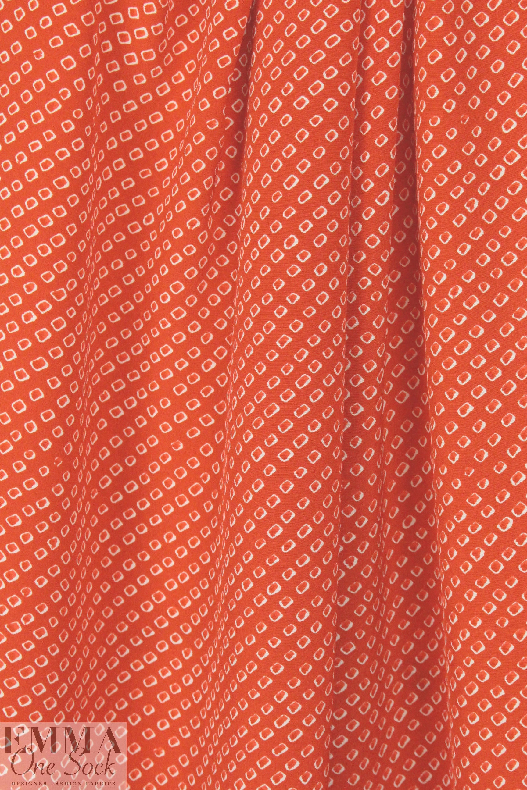 The0ry tomato red diamond graphic silk CDC 2 yds