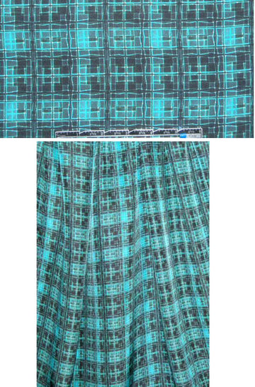 The0ry silk CDC - turq/black edgy plaid