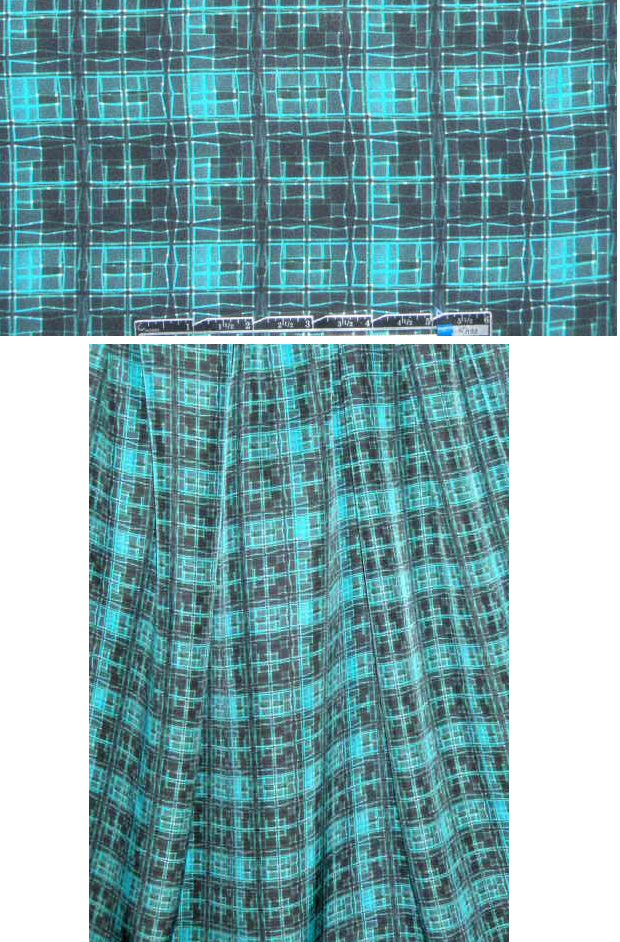 The0ry silk CDC - turq/black edgy plaid 2.45 yds