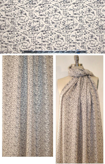 The0ry silk blouseweight woven - graphite/ivory paisley 1.375 yd