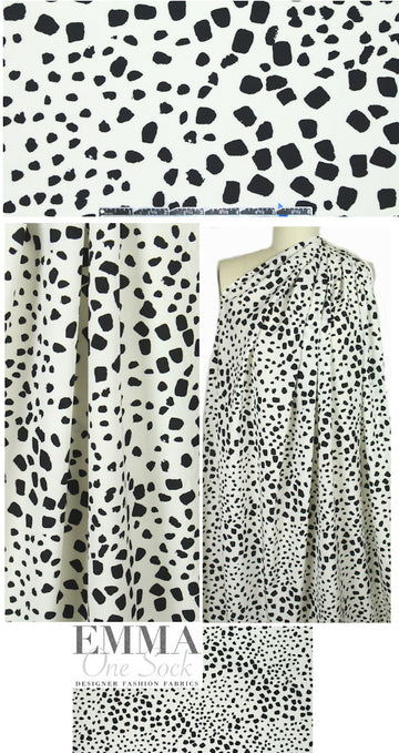 NY designer cream/black confetti animal silk stretch 1.5 yds