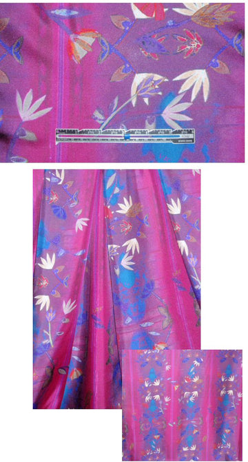 Italian 'VJC' folk art floral print silk twill