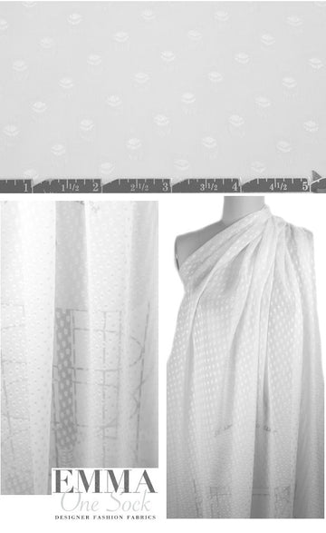 CA designer clip weave dot white silk chiffon