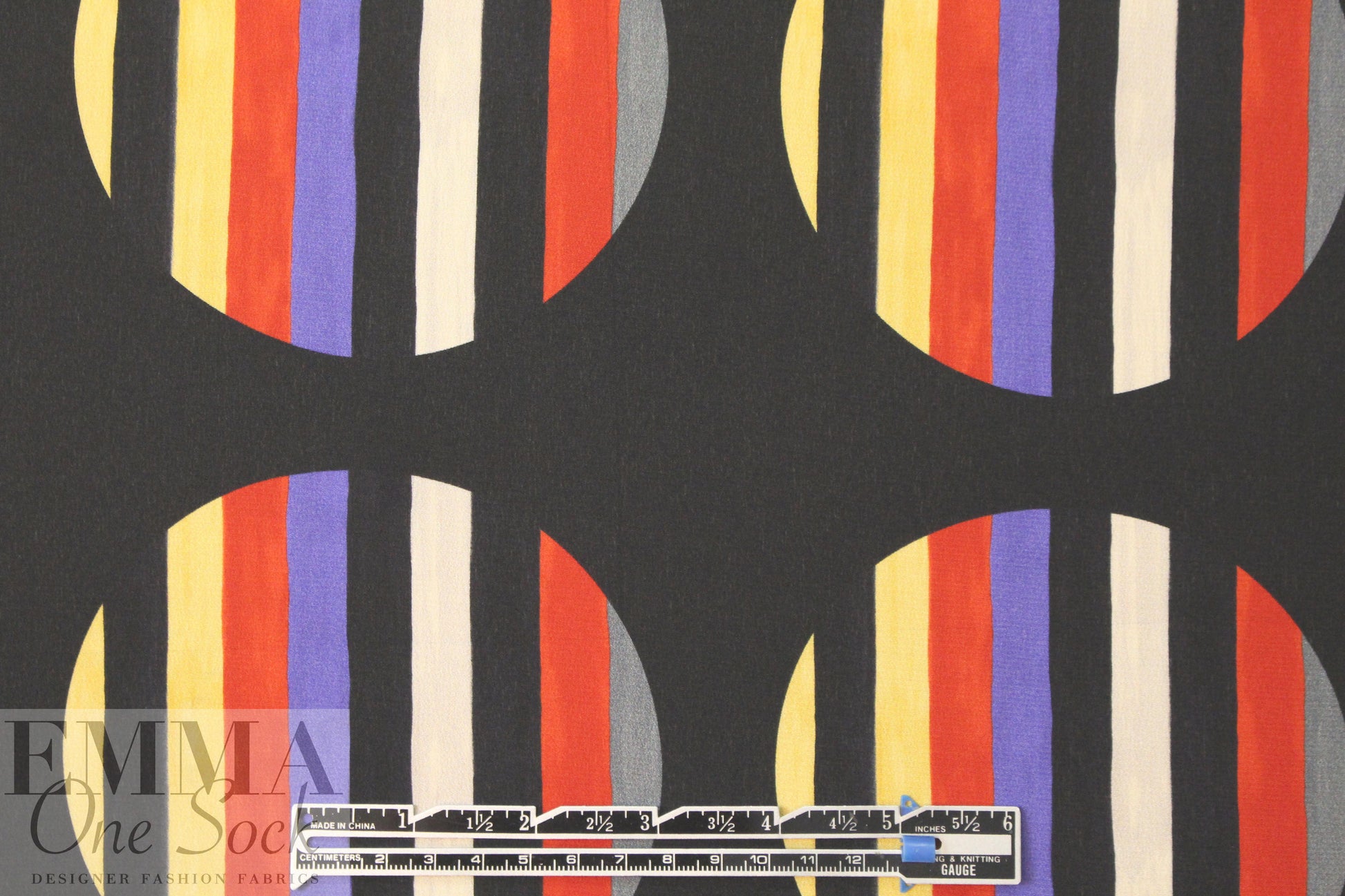 Whit NY stripey circles on black silk CDC