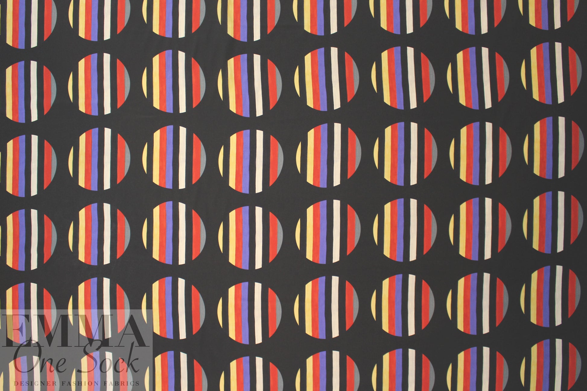 Whit NY stripey circles on black silk CDC