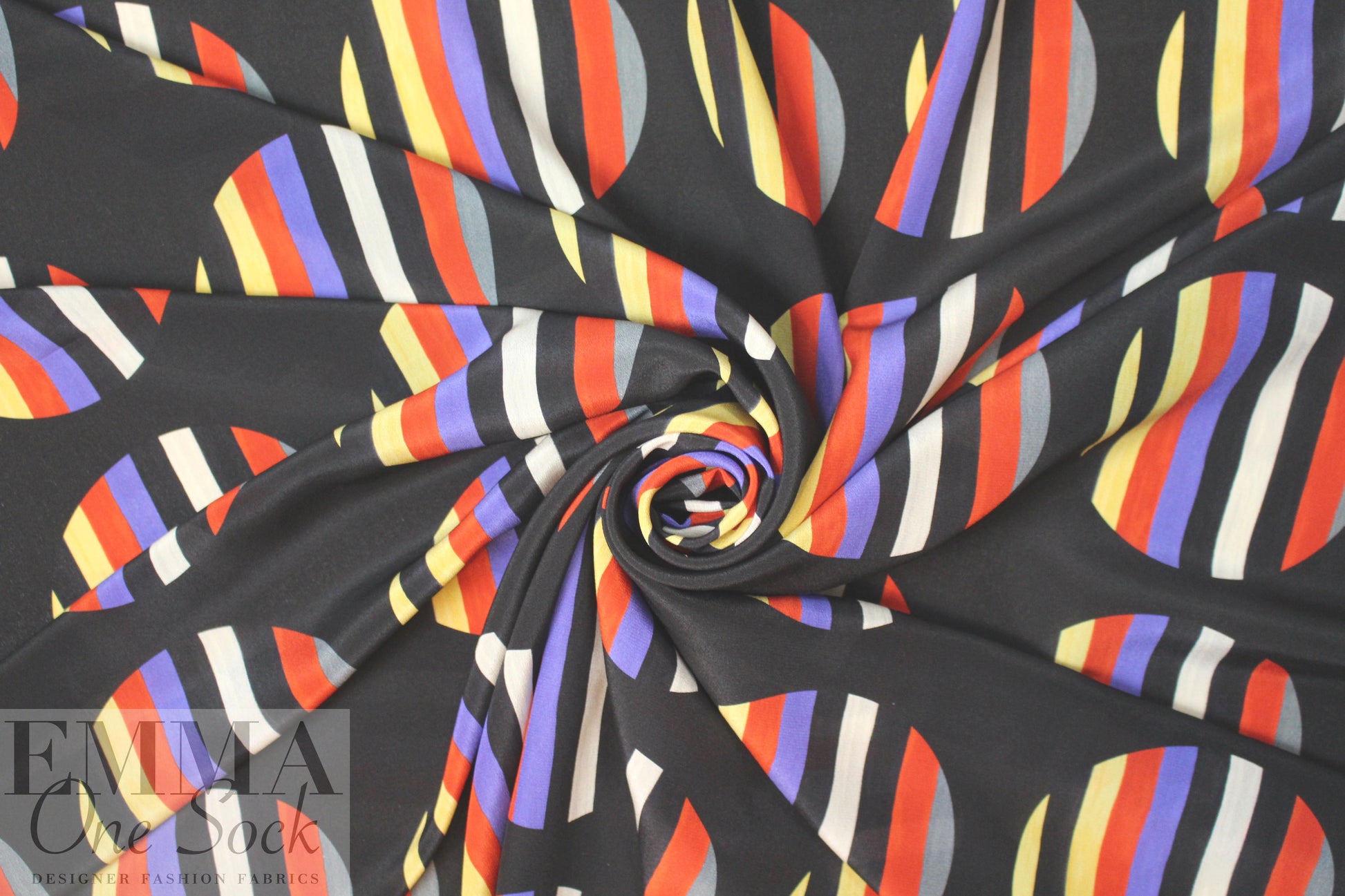 Whit NY stripey circles on black silk CDC