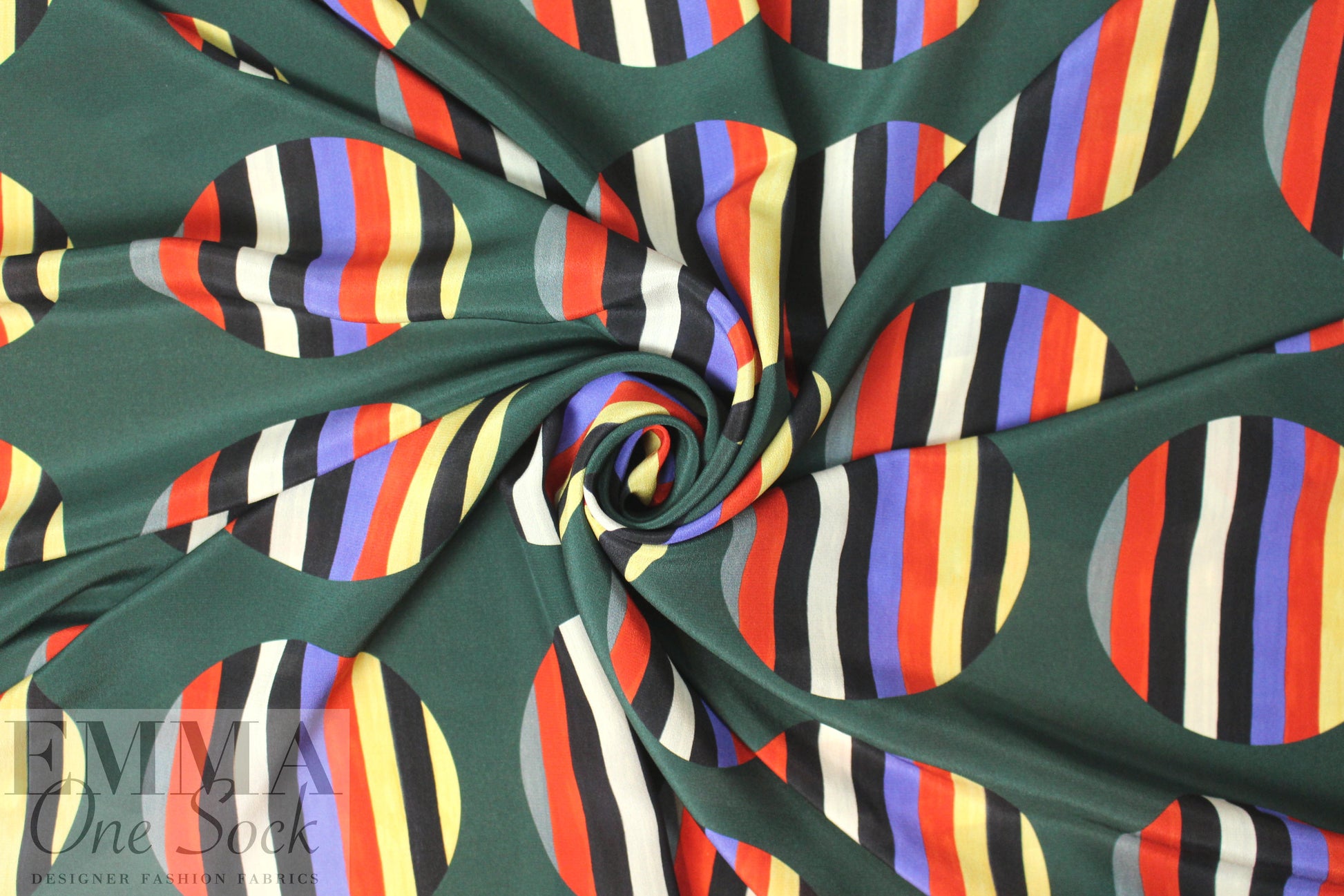 Whit NY stripey circles on pine silk CDC