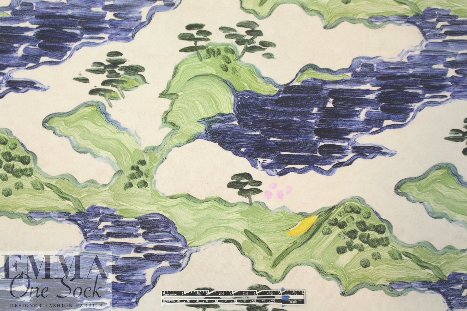 Whit silk crepe de chine - 'painted landscape'