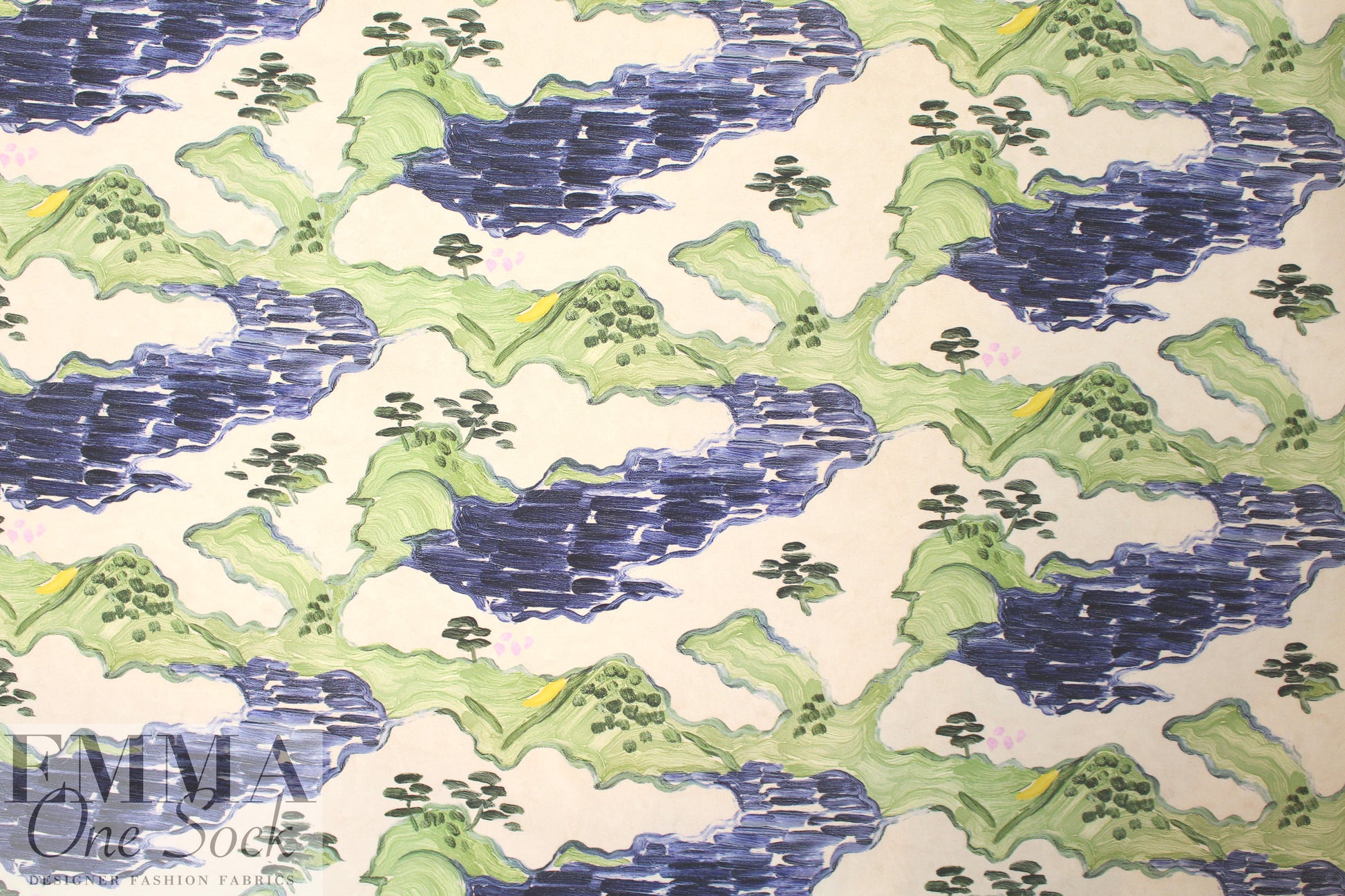 Whit silk crepe de chine - 'painted landscape'