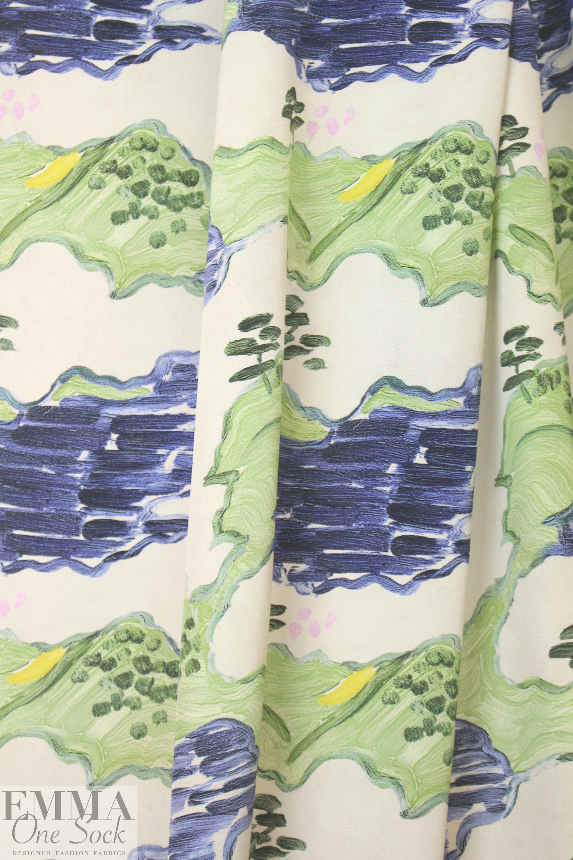 Whit silk crepe de chine - 'painted landscape'