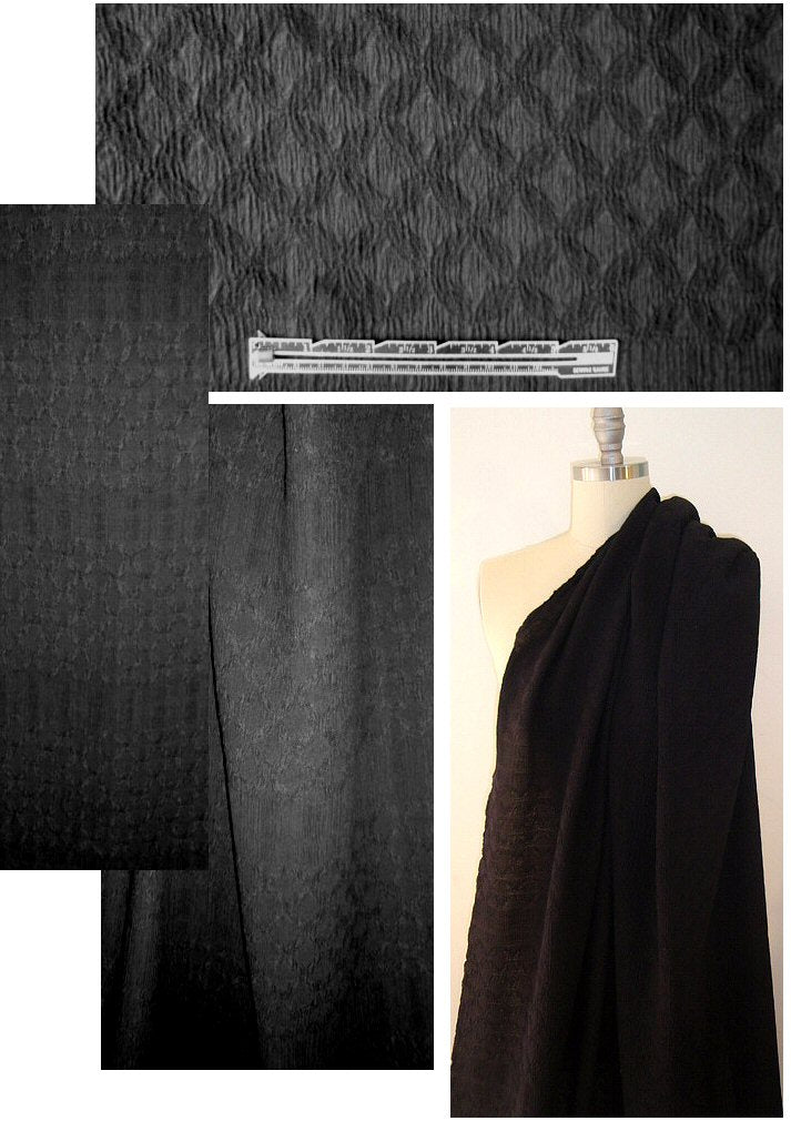 Italian textured silk cloque - black