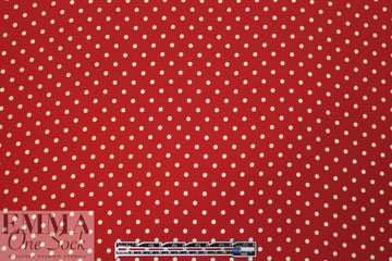 Whit silk crepe de chine - ivory dots on red .875 yds