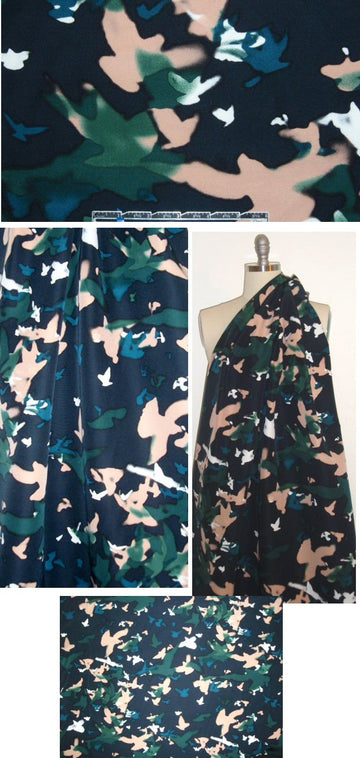 NY designer abstracted birds cotton/silk faille