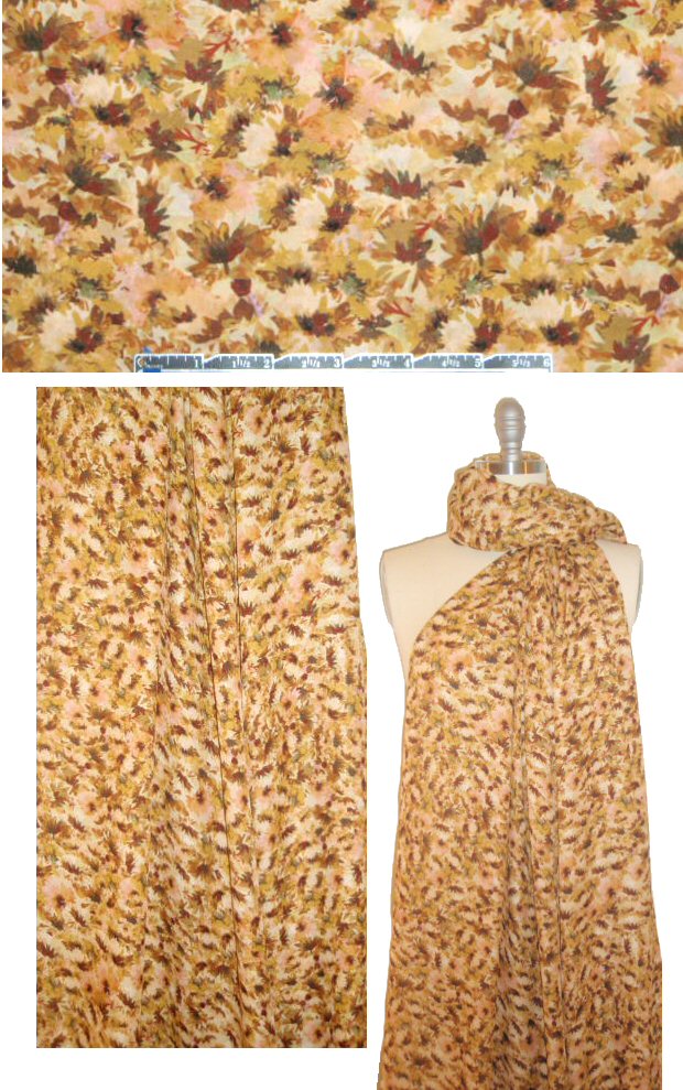 Italian amber tones floral silk georgette 1.66 yd