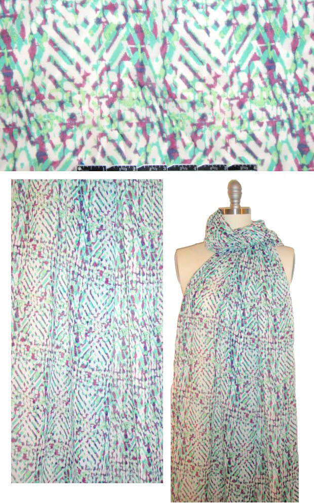 NY designer batiky graphic silk chiffon