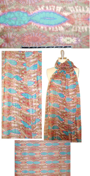 NY designer batiky shapes silk georgette 1.5 yds