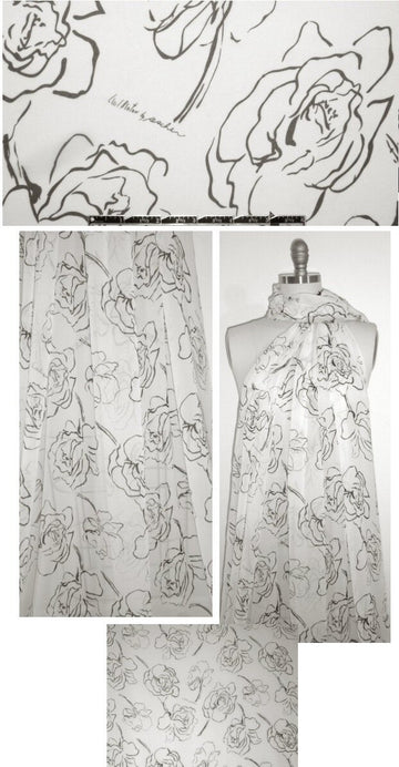 Ascher floral script silk chiffon - black/cream