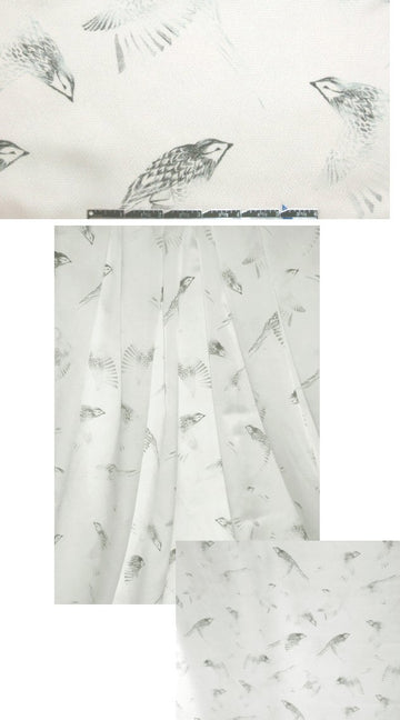 Italian bird pencil sketch print hammered silk