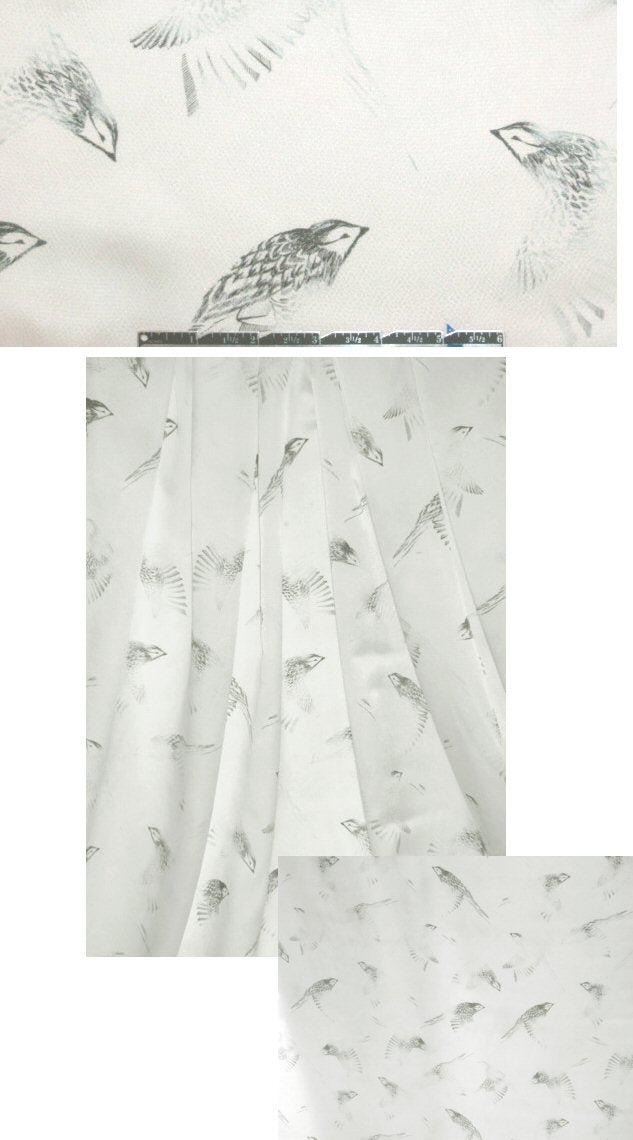 Italian bird pencil sketch print hammered silk