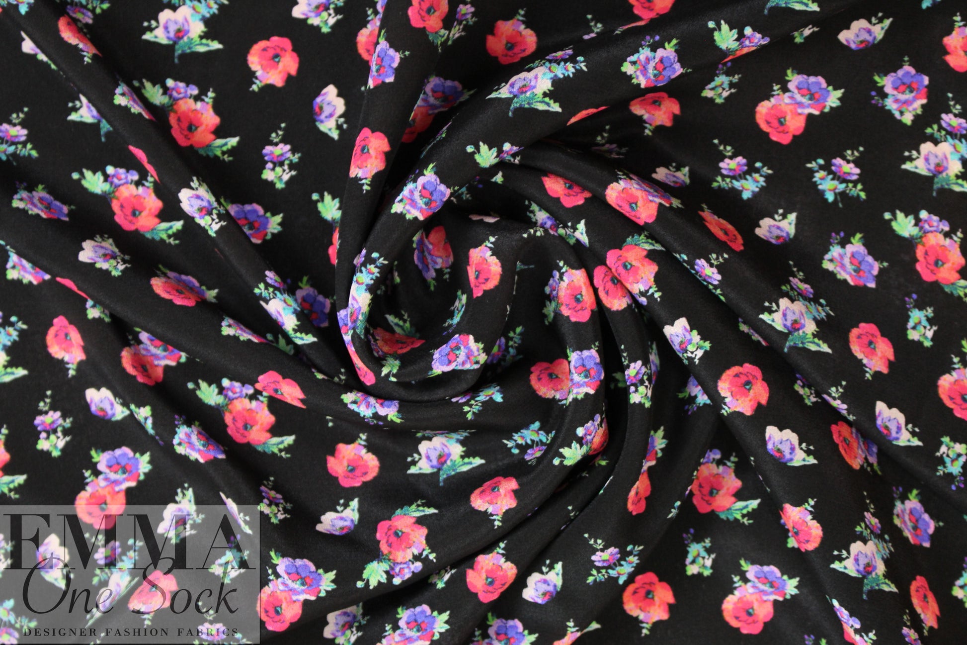 NY designer little flowers silk blouseweight woven .625 yds