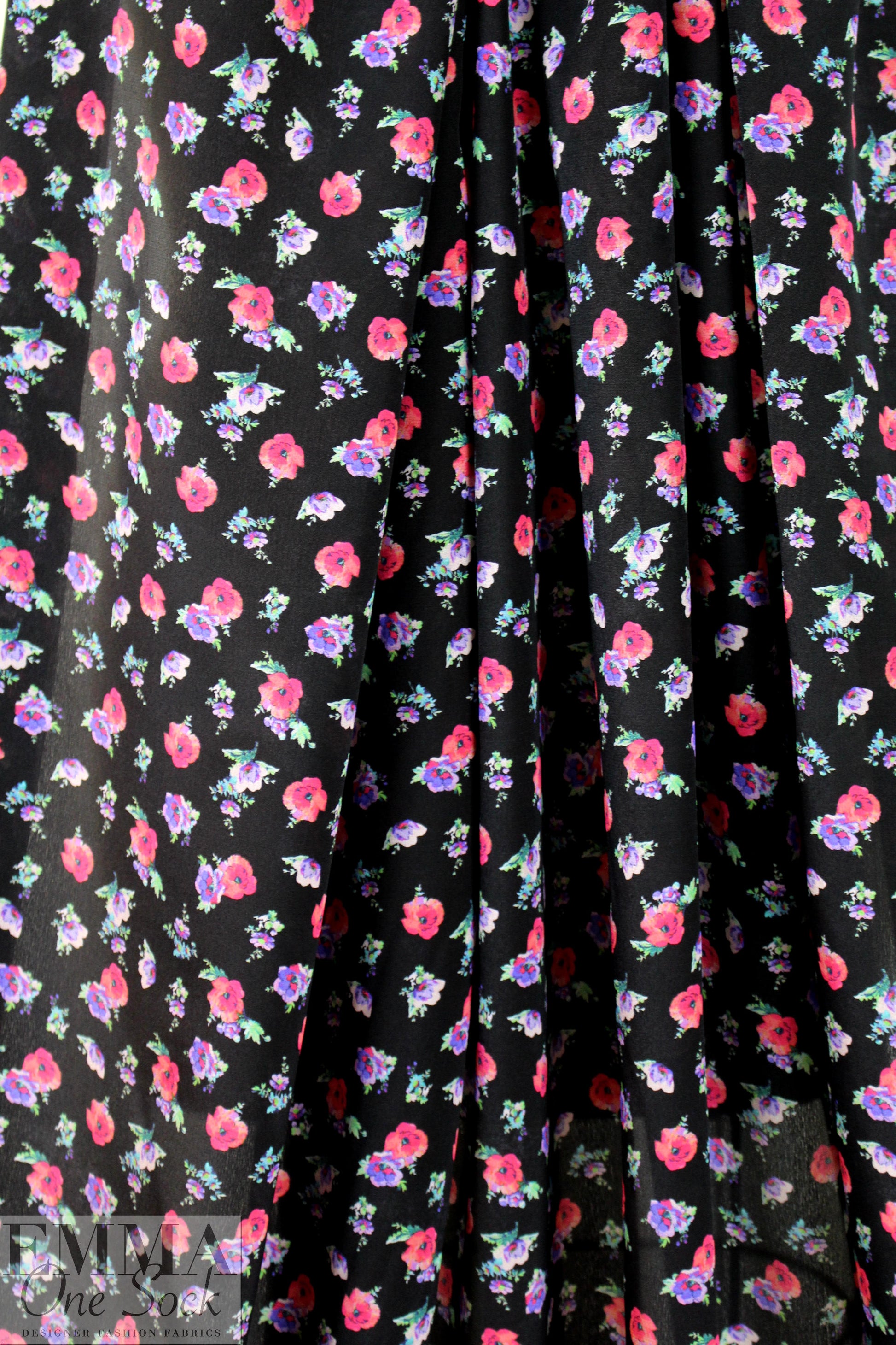 NY designer little flowers silk blouseweight woven .625 yds