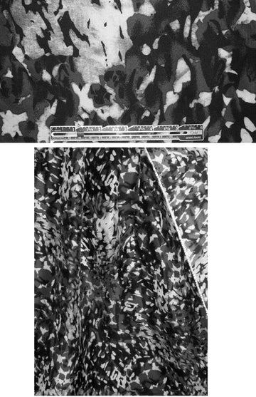 NY designer black gray abstract silk CDC