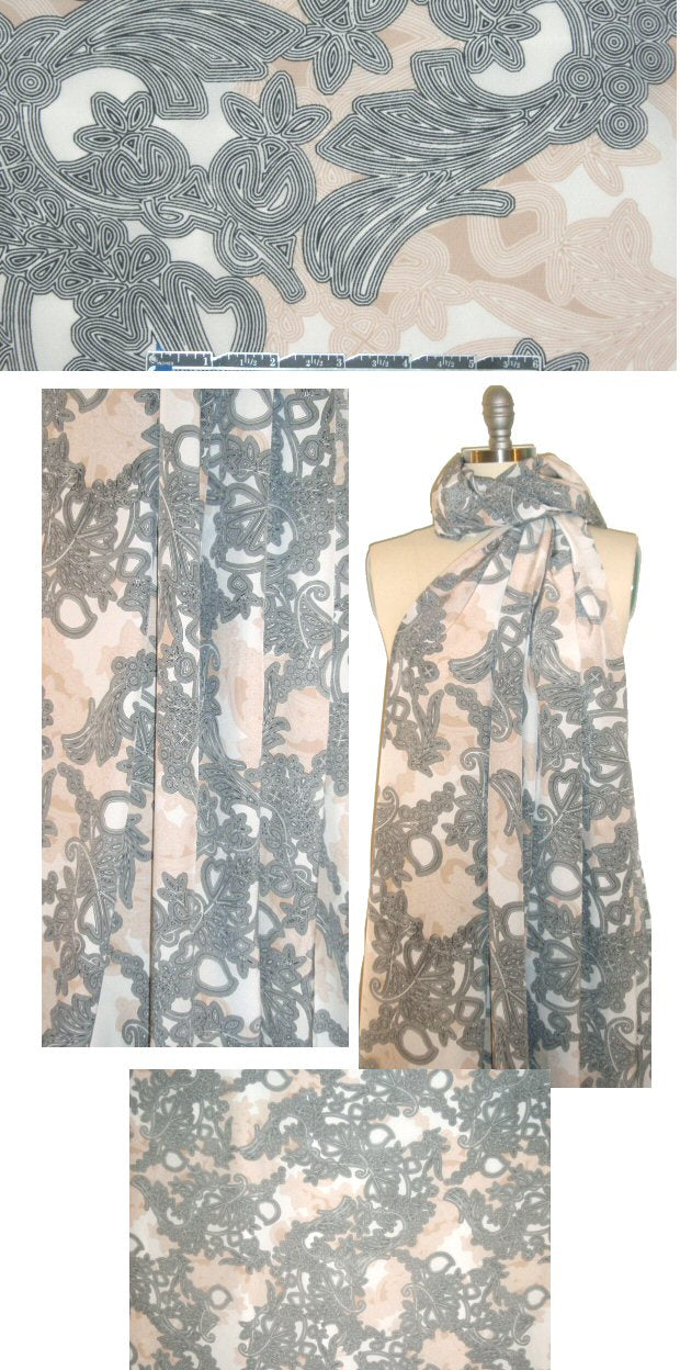 Italian black/nude decorative lines silk blouseweight