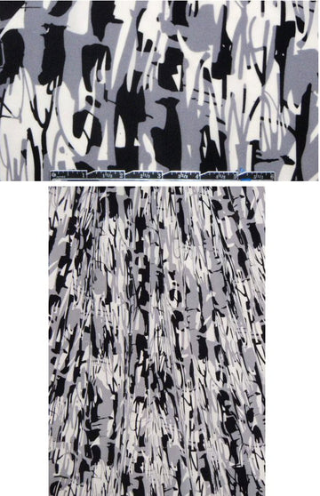 NY designer black/white/gray graphic print silk cdc 1.375 yd