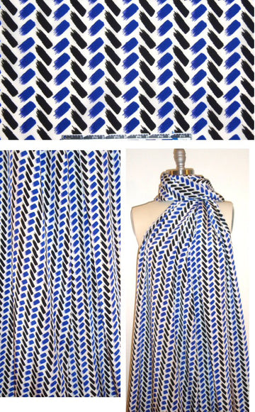 NY designer cobalt/black/white graphic silk CDC