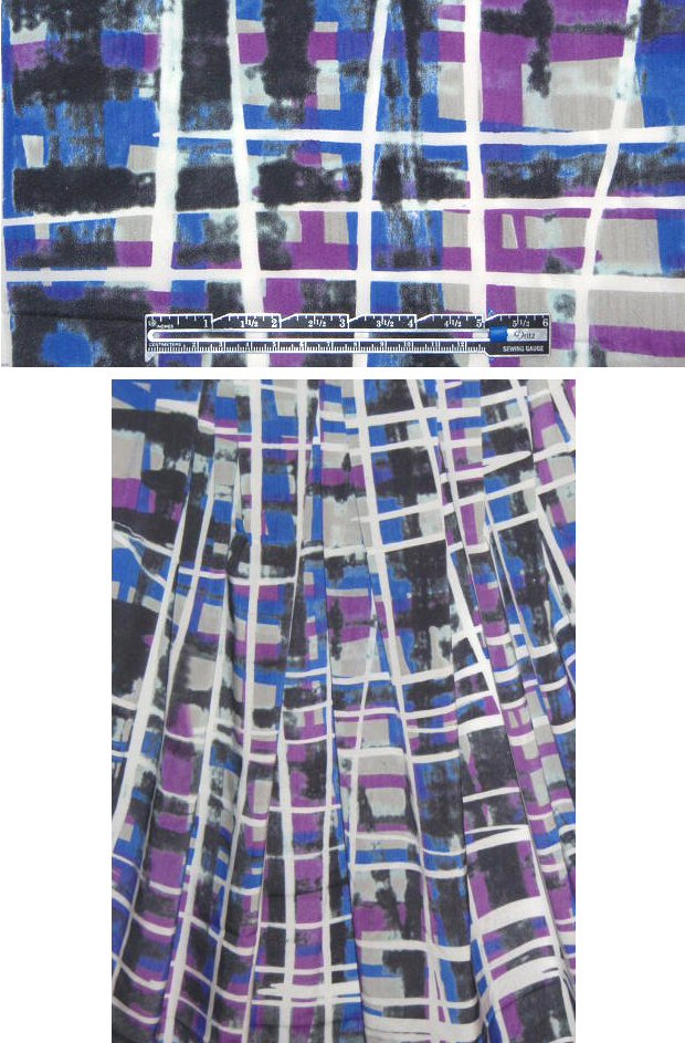 NY designer crosshatch strethc silk - cobalt/fuschia