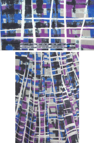NY designer crosshatch strethc silk - cobalt/fuschia