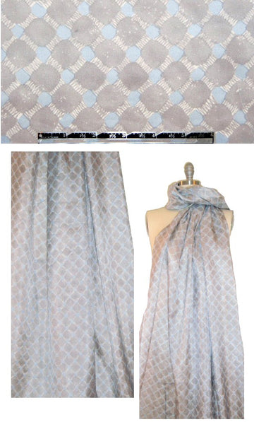 NY designer baby blue and gray graphic silk voile 2 yd