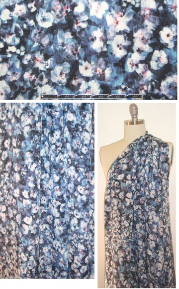 NY designer blue mist floral silk blouseweight