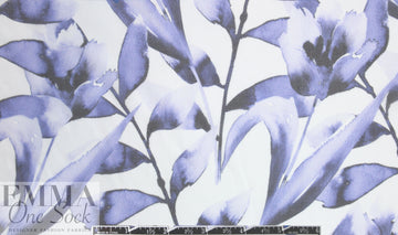 Italian blue tulips floral silk chiffon 1 yard