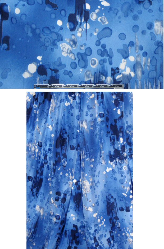 NY designer 'lava lamp' shades of blue silk CDC