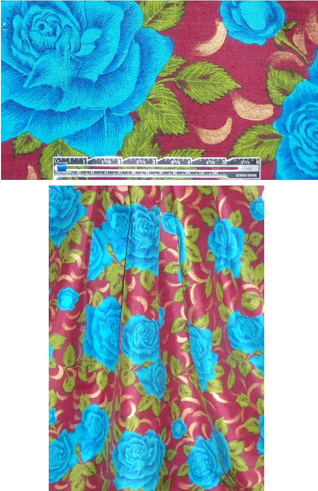 NY designer 'hand-painted' floral silk shantung