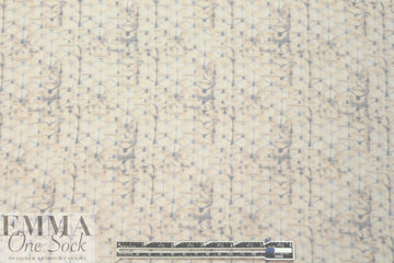 NY designer peach/denim delicate graphic silk chiffon