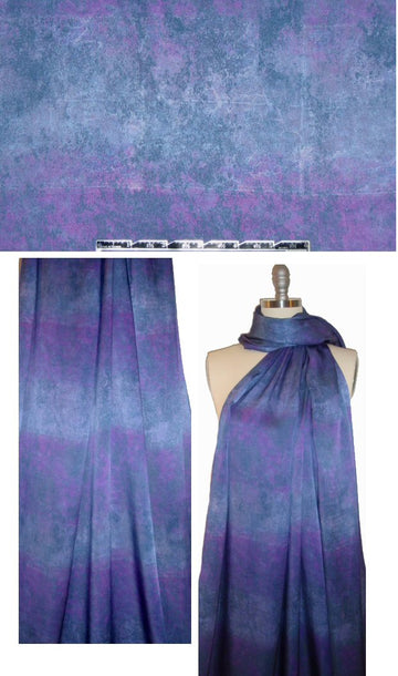 NY designer silk crepe de chine - denim/violet ombre