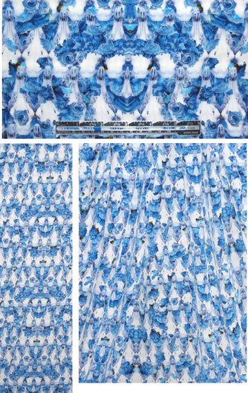 NY designer blue rose kaleidoscope crepe de chine