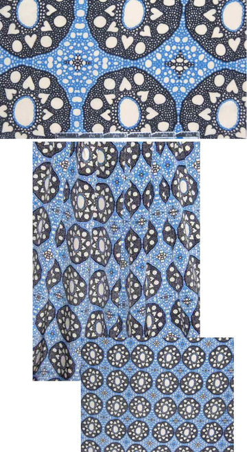 NY designer blue 'sand dollar' silk stretch