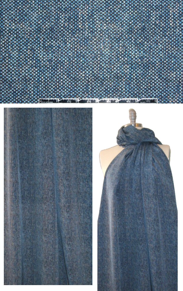 NY designer blue tweedy look silk blouseweight