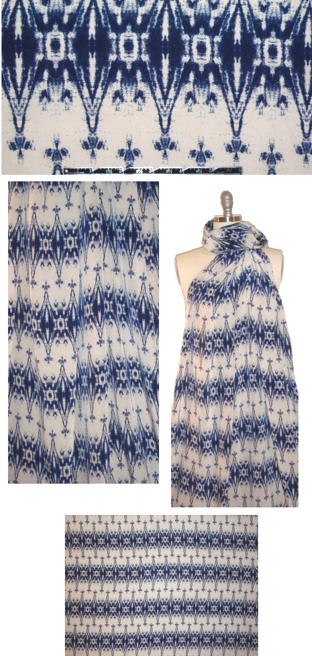 NY designer silk crepe de chine - ornate stripe