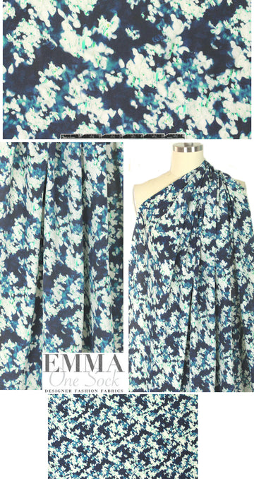 NY designer silk crepe de chine - blurry blossoms