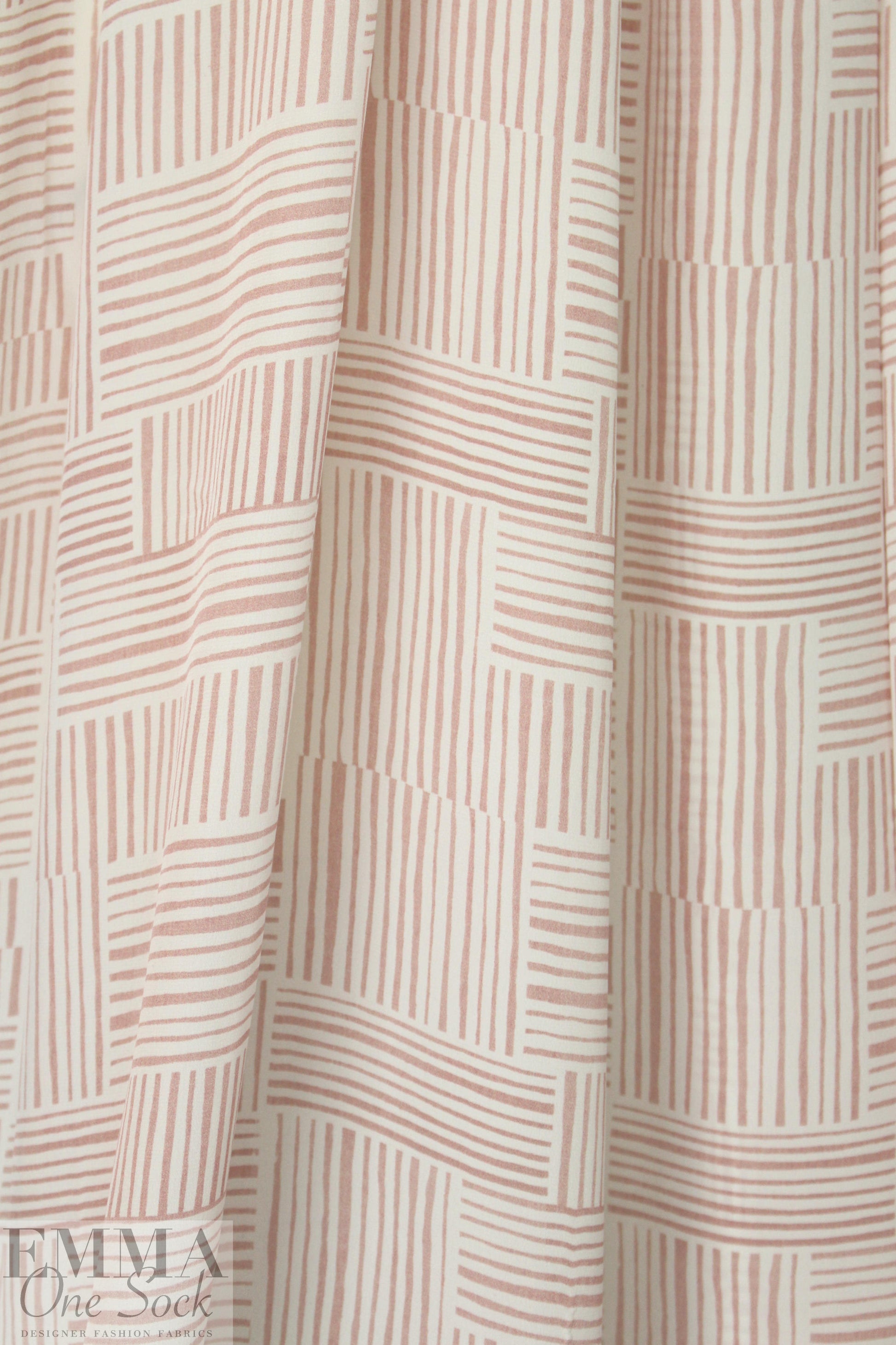 Italian dusty blush and cream graphic silk crepe de chine