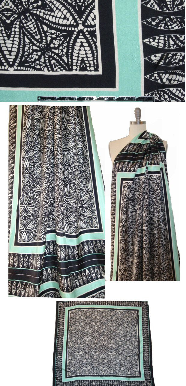 NY designer batiky square panel silk twill