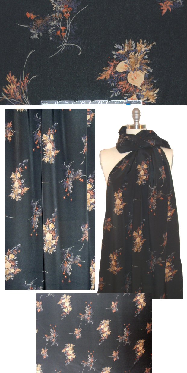NY designer floral bouquets silk blouseweight 1.75 yd